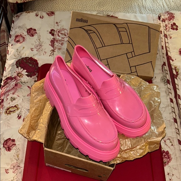 Melissa Pink Glossy Flats with Platform Sole - Picture 1 of 6